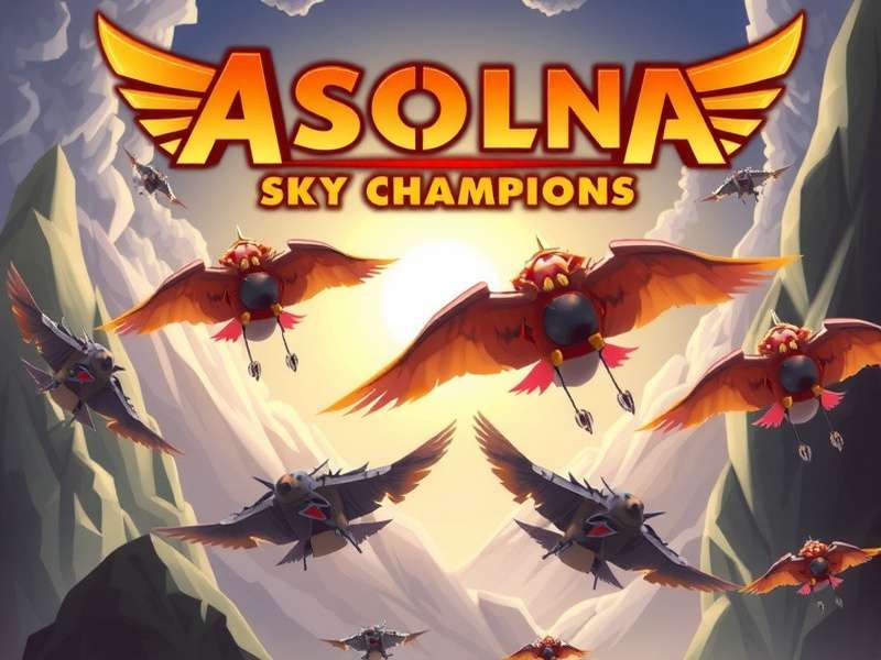 Assolna Sky Champions Aerial Combat Scene Assolna Sky Champions game banner featuring aerial combat